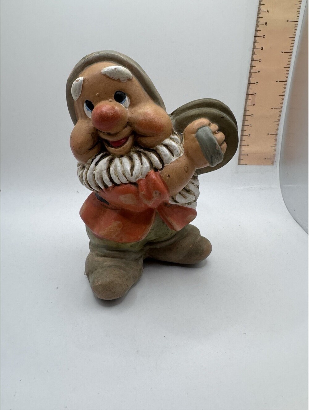 Vintage Disney Seven Dwarf Bank 5 1/2" Tall Ceramic Bisque No Stopper